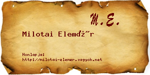 Milotai Elemér névjegykártya